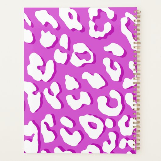 White Leopard Print Lavender Planner (Achterkant)