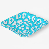 White leopard Print Light Blue Papieren Bordje (Gebogen)