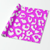 White leopard Print roze Cadeaupapier (Uitgerold)
