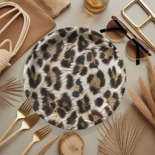 White Leopard Print Safari Party Supplies ID1157 Papieren Bordje