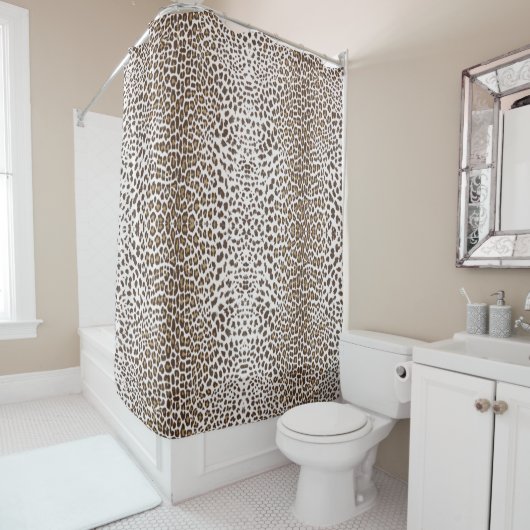 White Leopard Skin Shower Curtain Douchegordijn (In situ)