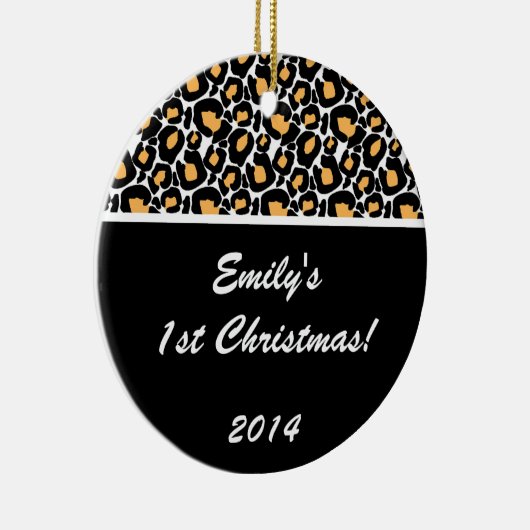 White Leopard Spot Personalized Name Ornament (Rechts)