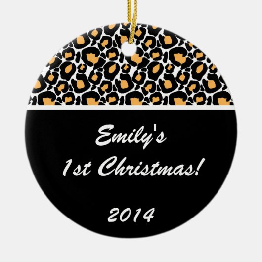 White Leopard Spot Personalized Name Ornament (Voorkant)
