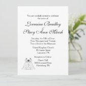 White Lesbian Wedding Uitnodiging (Staand voorkant)