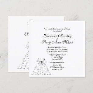 White Lesbian Wedding Uitnodiging