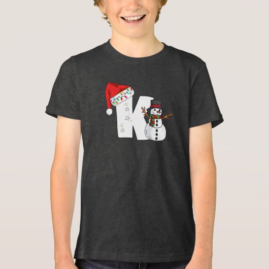 White letter k christmas gift  Tri-Blend shirt (Voorkant)