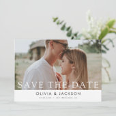White Lettered Save the Date Photo (Staand voorkant)
