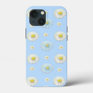 White & light blue Daisy Pattern iPhone 13 Mini Hoesje