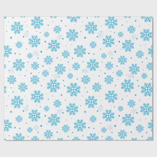 White & Light Blue Snowflake Wrapping Paper  Cadeaupapier (Vlak)