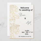 White & Light Gold Elegant Wedding Invitation (Devant / Derrière)