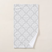 White & Light Gray Floral Damasks Pattern (Serviette à main)