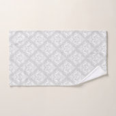 White & Light Gray Floral Damasks Pattern (Serviette à main)