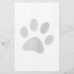 White/Light Grey Halftone Paw Print Briefpapier