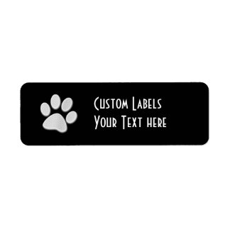 White/Light Grey Halftone Paw Print Etiket