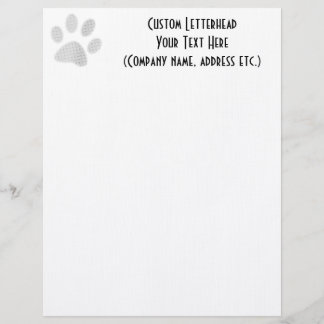 White/Light Grey Halftone Paw Print Gepersonaliseerd Briefhoofd
