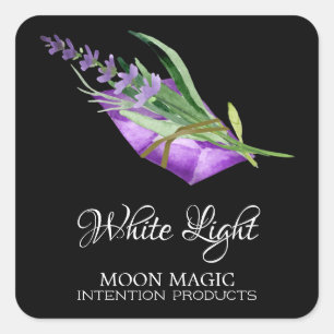 White Light Intention Kaarsetiketten Vierkante Sticker