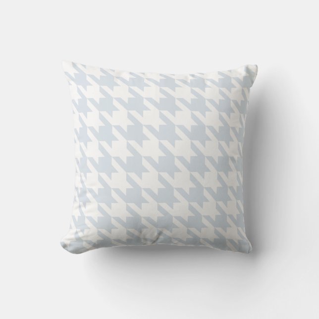 White Light Silver Blue Houndstooth Kussen (Voorkant)