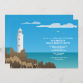 White Lighthouse Invitation Kaart (Voorkant / Achterkant)