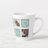 White Lijst Pet Mam Monogram en Foto Latte Mok (Rechts)