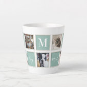 White Lijst Pet Mam Monogram en Foto Latte Mok (Voorkant)