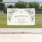 White Lilies 1st Birthday Baptism Welcome Sign Spandoek (Insitu)