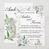 White Lilies and Doves Invitation Kaart (Voorkant / Achterkant)