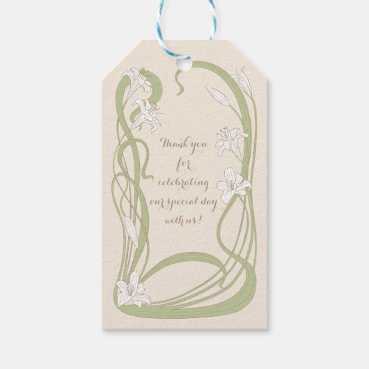 White Lilies Bedankt Cadeaulabel (Achterkant)