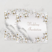 White Lilies, Doves & Wedding Bands Wedding Invite Kaart (Voorkant / Achterkant)