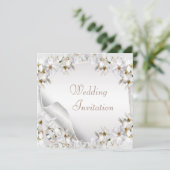 White Lilies, Doves & Wedding Bands Wedding Invite Kaart (Staand voorkant)