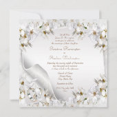 White Lilies, Doves & Wedding Bands Wedding Invite Kaart (Achterkant)