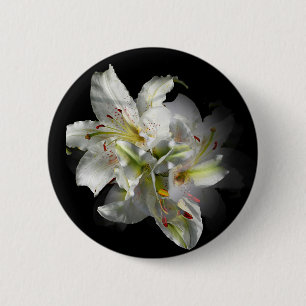 White Lilies Fantasy Ronde Button 5,7 Cm