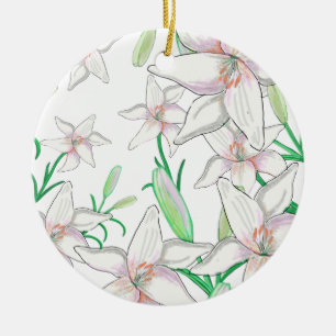 White Lilies Illustration Keramisch Ornament