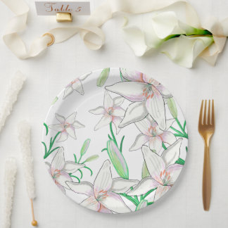White Lilies Illustration Papieren Bordje