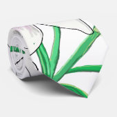 White Lilies Illustration Stropdas (Opgerold)