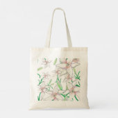 White Lilies Illustration Tote Bag (Achterkant)