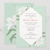 White Lilies & Mild Mint Vrijgezellenfeest Invite Kaart (Voorkant / Achterkant)