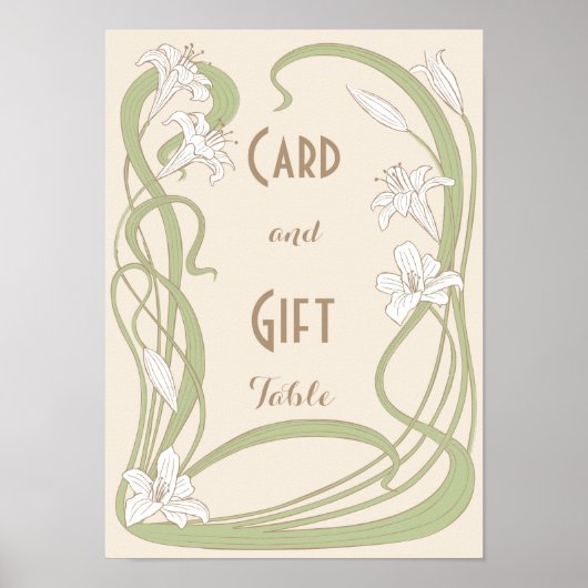 White Lilies Wedding Gift Table Poster (Voorkant)
