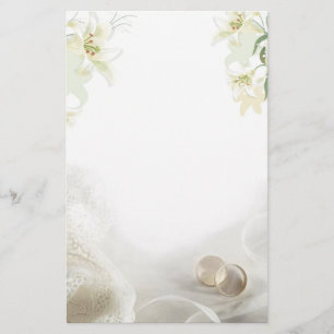 White lily and ring Wedding Stationery Briefpapier
