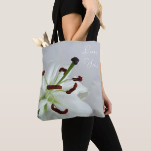 White Lily. Bloem. Lumbar Pillow Draagtas