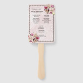 White Lily Floral Pink Marble Wedding Program Fans Handwaaier (Achterkant)