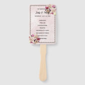 White Lily Floral Pink Marble Wedding Program Fans Handwaaier (Voorkant)