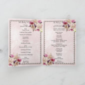 White Lily Floral Pink Marble Wedding Program Kaar Kaart (Binnen)