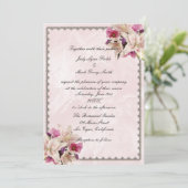 White Lily Floral rose Marbre Mariage Invitations (Debout devant)