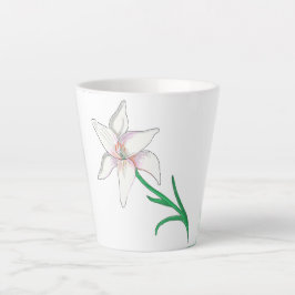 White Lily Flower Latte Mok