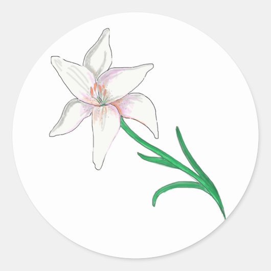 White Lily Flower Ronde Sticker (Voorkant)