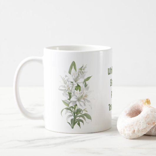 White Lily Flowers Koffiemok (Met donut)