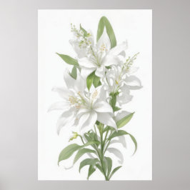 White Lily Flowers Poster