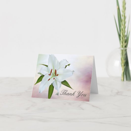 White Lily Funeral Merci Cartes (Devant)