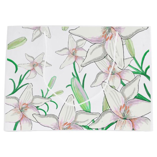 White Lily Illustration Groot Cadeauzakje (Voorkant)