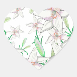 White Lily Illustration Hart Sticker